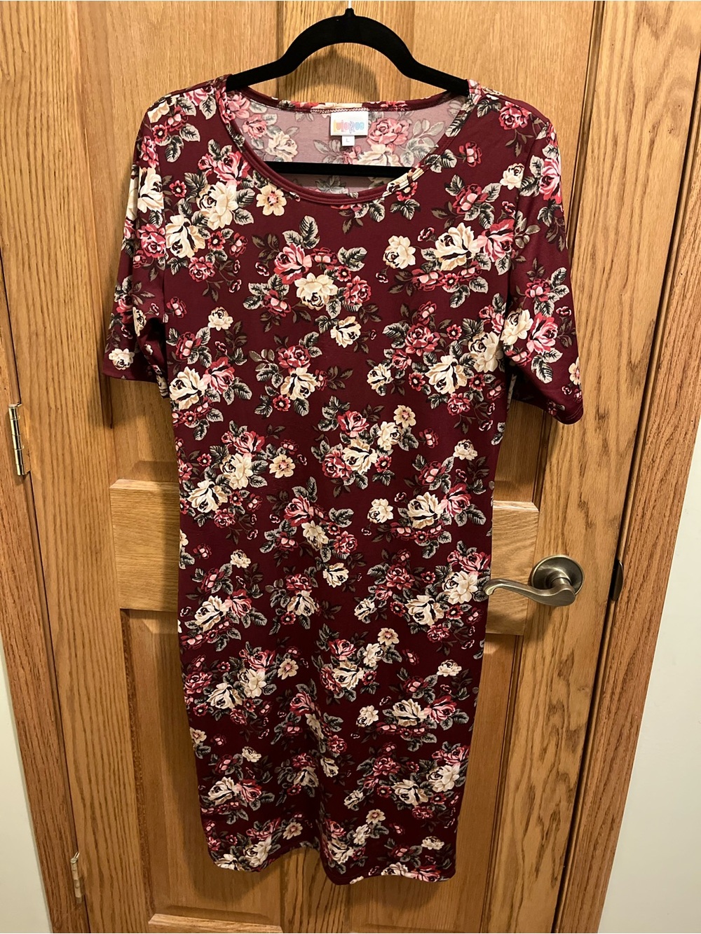 LuLaRoe Burgundy Floral Midi Dress